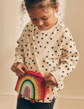 Sød Rainbow Applique Pocket Langærmet T-shirt