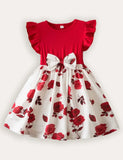 Bedrucktes Kleid mit Fliegenärmeln