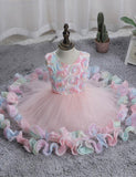 Tredimensionel Flower Party Tyl Kjole