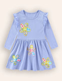 Robe fleurie à appliques et patchwork