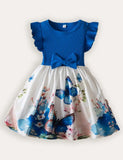 Bedrucktes Kleid mit Fliegenärmeln