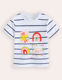 Rainbow Sun Cloud Printed T-Shirt