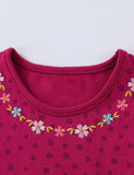 Kleid mit Blumen-Robin-Stickerei