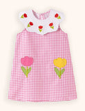 Robe à carreaux brodée de fleurs