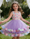 Tredimensionel Flower Party Tyl Kjole