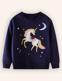 Enhjørning broderet langærmet sweatshirt