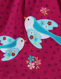 Kleid mit Blumen-Robin-Stickerei