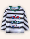 T-shirt a maniche lunghe ricamata con auto