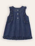 Sleeveless Lace Denim Dress