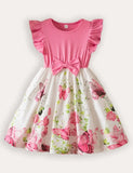Bedrucktes Kleid mit Fliegenärmeln