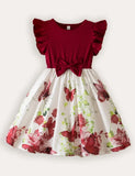 Bedrucktes Kleid mit Fliegenärmeln