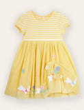 Robe rayée à appliqué lapin