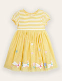 Robe rayée à appliqué lapin