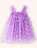 3D-Schmetterlingsblumen-Tüllkleid