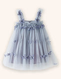 3D-Schmetterlingsblumen-Tüllkleid