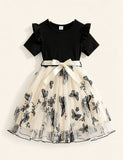 Butterfly Flower Embroidery Tulle Princess Dress