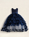 Enchanted Rose Tiered Red Tulle Gown