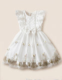 Butterfly Embroidered Flying Sleeve Tulle Dress
