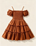 Solid Color Bubble Sleeve Dress