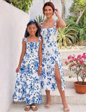 Mom and Me Vacation Casual Floral Long Dress