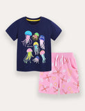 Set aus T-Shirt und Shorts mit Quallen-Print