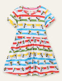 Bee Print Striped Dress - Mini Taylor