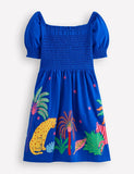 Skov Appliqué Smocked Bomuldskjole