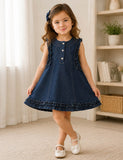 Sleeveless Lace Denim Dress