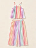 Color Suspender Pleated Pants Two-piece Set