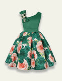 Diagonal Shoulder Rose Printed Party Dress - Mini Taylor