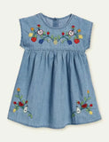 Embroidered Denim Princess Dress - Mini Taylor