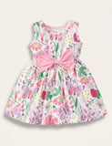 Butterfly Flower Print Bow Dress