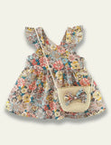 Flower Printed Sleeveless Dress+Floral Bow Bag - Mini Taylor