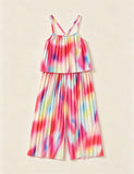 Color Suspender Pleated Pants Two-piece Set