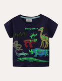 光るアニマルワールドプリントTシャツ