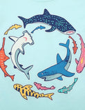 Glowing Cartoon Shark Printed T-Shirt - Mini Taylor