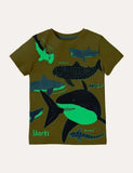 光るサメ柄Tシャツ