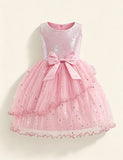 Sequin Bow Multi-layer TullePuff Dress