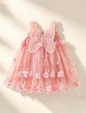 3D Butterfly Wings with Embroidered Floral Tulle Dress