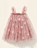 Sweet Flower Embroidered Tulle Princess Dress