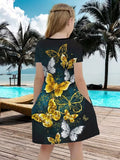 Grünes Blumenhasen-Tüllkleid