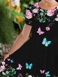 Grünes Blumenhasen-Tüllkleid