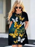 Grünes Blumenhasen-Tüllkleid