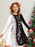 3D Sublimation Geometric Piano Key Printed Dress