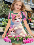 Grünes Blumenhasen-Tüllkleid