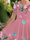Grünes Blumenhasen-Tüllkleid