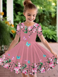 Grünes Blumenhasen-Tüllkleid