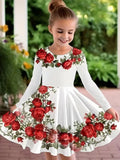 Blomsterprintet langærmet kjole