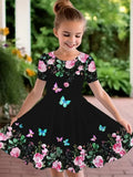 Grünes Blumenhasen-Tüllkleid