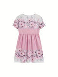 Grünes Blumenhasen-Tüllkleid